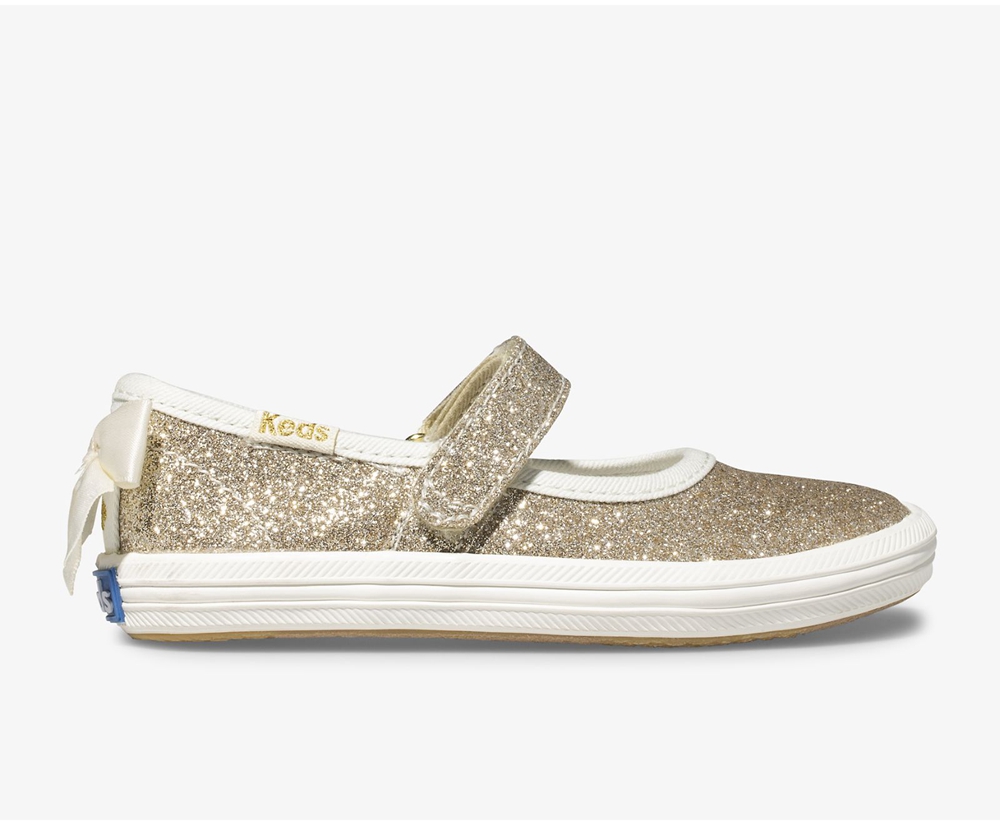 Keds Slip Ons Gold - Kate Spade new york Sloane MJ Glitter - Kids MIKRST-102